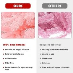 Costway 7.5Ft Hinged Artificial Christmas Tree Full Fir Tree New PVC w/ Metal Stand Pink -Northlight Christmas Store GUEST 7839ef87 969d 4923 aa94 ef6161860018