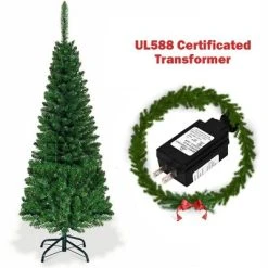 Tangkula 4.5ft Pencil Christmas Tree Pre-Lit Hinged Artificial Decoration w/ 150 Colorful Lights -Northlight Christmas Store GUEST 78aae8dd 7191 4c70 9ea4 a4e726aa340f 1