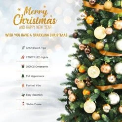 Tangkula 7.5FT Artificial Christmas Tree with 250 LED Lights Pre-Lit Hinged Xmas Tree with 1242 Branch Tips -Northlight Christmas Store GUEST 796dc586 972d 4083 b4e0 69a1f982bc86