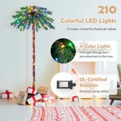 Costway 6FT Pre-Lit Artificial Tropical Christmas Palm Tree w/ 210 Multi-Color Lights -Northlight Christmas Store GUEST 7993db96 9e83 46a3 8b17 a023b1dbccf6