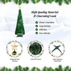 Tangkula 6FT Pop-up Pre-lit Christmas Tree Collapsible Artificial Xmas Tree w/282 RGB Multi-color Lights Tree Top Star, Metal Base -Northlight Christmas Store GUEST 79c3fb34 1cbb 4486 8819 56def98d61ac