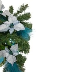 Northlight 24" Unlit Blue/Silver Peacock and Poinsettia Artificial Christmas Teardrop Swag -Northlight Christmas Store GUEST 7a8280cb e8ad 4b31 830e 4cd4ac527972