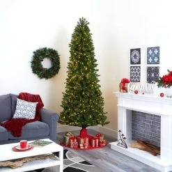 Nearly Natural 8' Pre-Lit LED Slim Virginia Spruce Artificial Christmas Tree Multifunctional Clear Lights -Northlight Christmas Store GUEST 7b372bcc 2d2f 4bfc 9dcf 3e8e0c2999b7