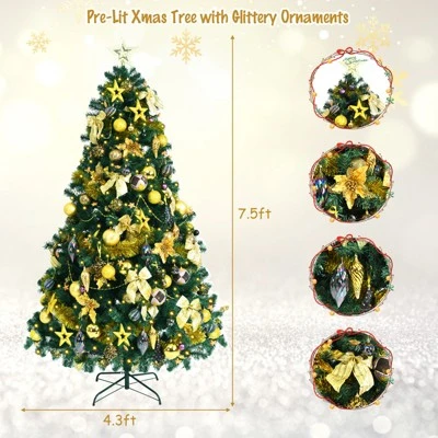 Tangkula Lush Artificial Christmas Tree 7.5ft Pre-Lit Xmas Hinged Tree W/ 250 Replaceable LED Lights 11 Tangkula Lush Artificial Christmas Tree 7.5ft Pre-Lit Xmas Hinged Tree W/ 250 Replaceable LED Lights - Image 9