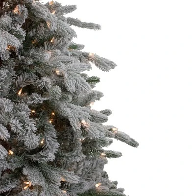 Northlight 6.5' Pre-Lit Flocked Saratoga Spruce Artificial Christmas Tree - Clear Lights 5 Northlight 6.5' Pre-Lit Flocked Saratoga Spruce Artificial Christmas Tree - Clear Lights - Image 3
