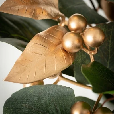 6'L Sullivans Gold Berry Leaf Garland, Green Christmas Garland 3 6'L Sullivans Gold Berry Leaf Garland, Green Christmas Garland