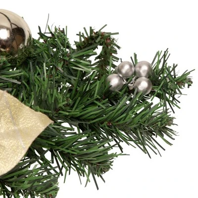 Northlight 6' x 9" Unlit Gold Poinsettia and Pinecone Artificial Christmas Garland 4 Northlight 6' x 9" Unlit Gold Poinsettia and Pinecone Artificial Christmas Garland - Image 2
