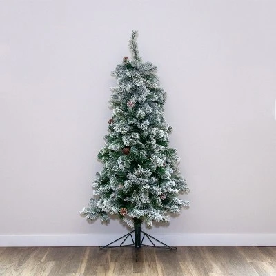 Home Heritage Artificial Half Christmas Tree Prelit with White LED Lights, PVC Foliage Tips, Metal Stand, Green 3 Home Heritage Artificial Half Christmas Tree Prelit with White LED Lights, PVC Foliage Tips, Metal Stand, Green