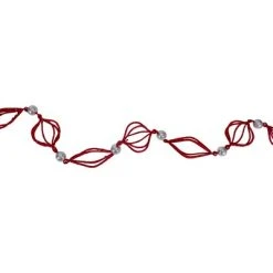 Kurt S. Adler 6' Red Glittered Finial and Onion with Silver Ball Christmas Garland