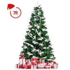 Tangkula Premium Unlit Christmas Tree, Snow Flocked Hinged Artificial Christmas Tree Pine Full Tree with Solid Metal Stand -Northlight Christmas Store GUEST 7c7e17d6 e629 429f bc4c fd340090e420