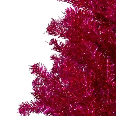 Northlight 4.5" Metallic Pink Tinsel Artificial Christmas Tree - Unlit 4 Northlight 4.5" Metallic Pink Tinsel Artificial Christmas Tree - Unlit - Image 2