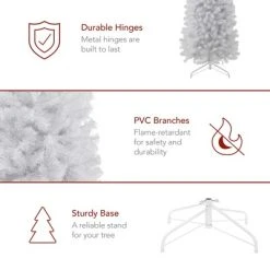 Best Choice Products White Artificial Holiday Christmas Pencil Tree w/ Metal Base -Northlight Christmas Store GUEST 7e9b7778 9d29 4aa6 a5f9 df38ad564c4f