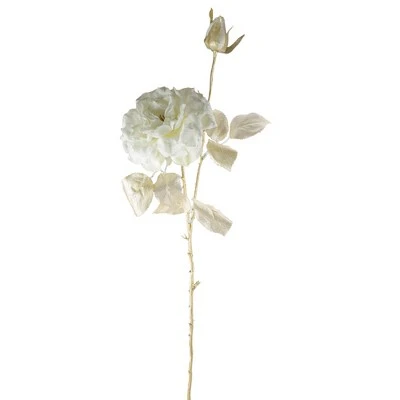 Northlight 26.5" White/Metallic Gold Rose Artificial Spring Stem 3 Northlight 26.5" White/Metallic Gold Rose Artificial Spring Stem