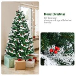 Tangkula Premium Unlit Christmas Tree, Snow Flocked Hinged Artificial Christmas Tree Pine Full Tree with Solid Metal Stand -Northlight Christmas Store GUEST 7fc32cc2 17f3 4dbc 8b39 684facc0c4c1