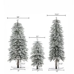 LuxenHome Set of 3 Pre-Lit LED Flocked Fir Slim Artificial Christmas Trees -Northlight Christmas Store GUEST 7fccf5de b7d2 48d3 b4fa 4351da85ab59