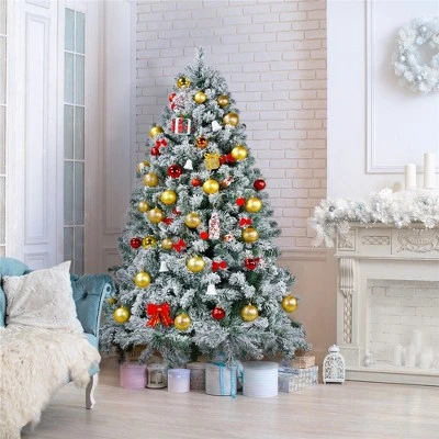 Yaheetech Pre-lit Flocked Artificial Christmas Tree Snow Frosted Christmas Tree 10 Yaheetech Pre-lit Flocked Artificial Christmas Tree Snow Frosted Christmas Tree - Image 8