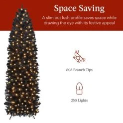 Best Choice Products Pre-Lit Black Artificial Christmas Tree, Holiday Pencil Tree w/ Metal Base -Northlight Christmas Store GUEST 7ff43eaf ff6a 41ea b3c0 ca7ecbeea34a