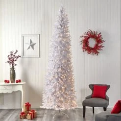 Nearly Natural 10-ft Slim White Artificial Christmas Tree with 800 Warm White LED Lights and 2420 Bendable Branches 14 Nearly Natural 10-ft Slim White Artificial Christmas Tree with 800 Warm White LED Lights and 2420 Bendable Branches -Northlight Christmas Store GUEST 8039788d d63a 4505 bd5a c9923c96e632