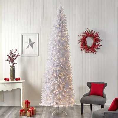 Nearly Natural 10-ft Slim White Artificial Christmas Tree with 800 Warm White LED Lights and 2420 Bendable Branches 8 Nearly Natural 10-ft Slim White Artificial Christmas Tree with 800 Warm White LED Lights and 2420 Bendable Branches - Image 6