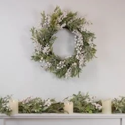 Northlight 5' x 8" Artificial Christmas Garland with with Frosted Foliage and Pine Cones, Unlit