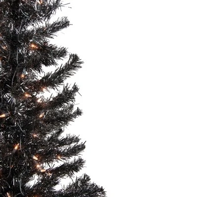Northlight 4' Pre-Lit Black Artificial Tinsel Christmas Tree, Clear Lights 5 Northlight 4' Pre-Lit Black Artificial Tinsel Christmas Tree, Clear Lights - Image 3