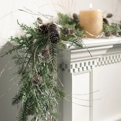 Sullivans 6' Cedar & Pine Artificial Garland 72"L Green 4 Sullivans 6' Cedar & Pine Artificial Garland 72"L Green - Image 2