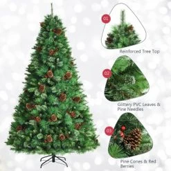 Costway 6ft7ft8ft Pre-lit Hinged Artificial Christmas Tree w/Pine Cones & Red Berries 22 Costway 6ft7ft8ft Pre-lit Hinged Artificial Christmas Tree w/Pine Cones & Red Berries -Northlight Christmas Store GUEST 816b395f a496 4af3 9914 3787d84ed997