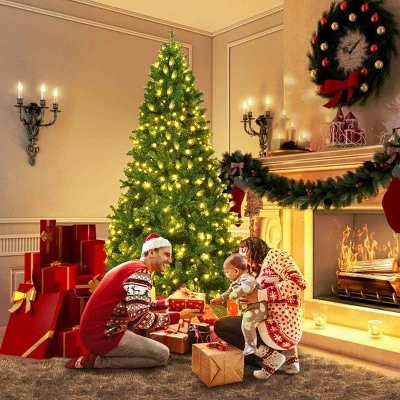 Tangkula 8'Pre-Lit Artificial Christmas Tree w/ 1438 PVC Hinged Tips and 430 LED Lights 4 Tangkula 8'Pre-Lit Artificial Christmas Tree w/ 1438 PVC Hinged Tips and 430 LED Lights - Image 2