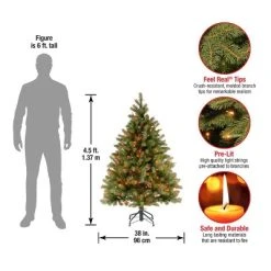 National Tree Company 4.5 ft Pre-Lit 'Feel Real' Artificial Full Downswept Christmas Tree, Green, Douglas Fir, Multicolor Lights, Includes Standt -Northlight Christmas Store GUEST 81a92a97 ee0b 4df4 8e27 98a624aebe45