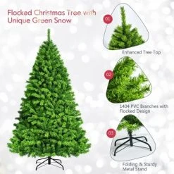 Costway 7.5ft Green Flocked Hinged Artificial Christmas Tree w/ Metal Stand Green -Northlight Christmas Store GUEST 81b4660a 7e15 4ec1 bd41 0454b193e90f