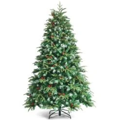 Tangkula Hinged Life-Like Christmas Tree W/ LED Lights Pre-Lit Artificial Xmas Tree W/ PE & PVC Leaves -Northlight Christmas Store GUEST 81f8f959 b4f1 4da7 9b3a 3766a57bb485