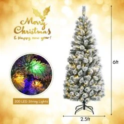 Tangkula Pre-lit Snow Flocked Christmas Pine Tree, Hinged Artificial Xmas Tree W/ Remote-controlled Multi-Color Lights -Northlight Christmas Store GUEST 82667bcd 96d6 409a b89b 1a5a4eeed313