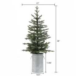 LuxenHome 4ft Pre-Lit LED Artificial Fir Slim Christmas Tree Christmas Decoration with Metal Pot -Northlight Christmas Store GUEST 8298065f 551d 4ac8 a8fd cc022a5637d9
