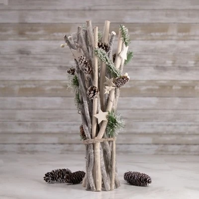 Northlight 18" Natural Branch Bundle with Stars and Berries Christmas Decor 3 Northlight 18" Natural Branch Bundle with Stars and Berries Christmas Decor