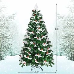 Tangkula Premium Unlit Christmas Tree, Snow Flocked Hinged Artificial Christmas Tree Pine Full Tree with Solid Metal Stand -Northlight Christmas Store GUEST 83171271 225f 4bb6 8d18 ca44a6f3355a