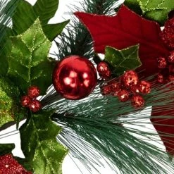 Northlight 48" Glittered Red Poinsettia and Long Pine Christmas Swag, Unlit -Northlight Christmas Store GUEST 835692eb 9632 438d 8e24 1d1989b0f03b