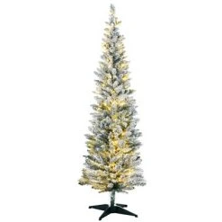 HOMCOM Pre-Lit Slim Noble Fir Artificial Christmas Tree with Realistic Branches, Warm White LED Lights and Tips, Green -Northlight Christmas Store GUEST 851af49a ce5d 4bbe a6bc 6254e90df808