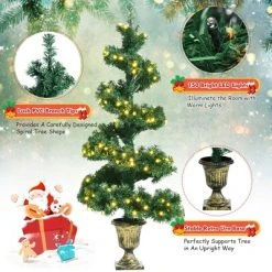 Costway Set of 2 Pre-lit Spiral Artificial Christmas Entrance Tree 4FT w/ 150 LED Lights -Northlight Christmas Store GUEST 857f6638 e8df 4523 a645 eb39ece4feb7