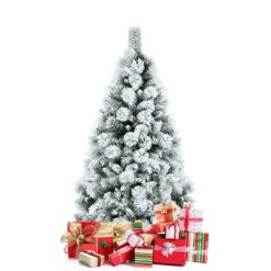 Tangkula 5FT Hinged Slim Artificial Xmas Tree, Snow-Flocked Pencil Christmas Tree W/ 470 Branch Tips -Northlight Christmas Store GUEST 8582b2db 983c 4654 8657 f0b774cef6ee