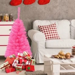 Costway 3 ft Premium Artificial Christmas Mini Tree Holiday Season Pink w/ Plastic Stand -Northlight Christmas Store GUEST 85ad0ad8 d1c3 4861 aa28 5b3fea31eddb