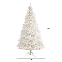 Nearly Natural 9-ft White Artificial Christmas Tree with 1860 Bendable Branches and 650 LED Lights