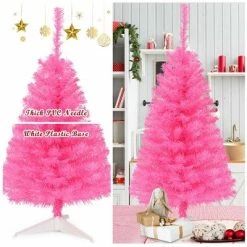 Costway 3 ft Premium Artificial Christmas Mini Tree Holiday Season Pink w/ Plastic Stand -Northlight Christmas Store GUEST 861241d1 f2ee 4ad3 b2a3 a83dad0acd0b