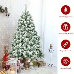 Costway 4.5FT Artificial Hinged Christmas Tree Snow Flocked Pine Tree w/400 Tips and Foldable Base -Northlight Christmas Store GUEST 862a40cf 13e3 4d89 a2ee ba15b78ce35d