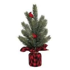Transpac Artificial 16 in. Green Christmas Cardinal Tree