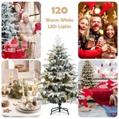 Tangkula Snow Flocked Christmas Tree, Pre-lit Artificial Xmas Tree w/ LED Lights & PE & PVC Branch Tips -Northlight Christmas Store GUEST 86eb5845 e198 455f ba0f 4bc48db0623c