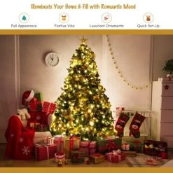 Tangkula Lush Artificial Christmas Tree 7.5ft Pre-Lit Xmas Hinged Tree W/ 250 Replaceable LED Lights 14 Tangkula Lush Artificial Christmas Tree 7.5ft Pre-Lit Xmas Hinged Tree W/ 250 Replaceable LED Lights -Northlight Christmas Store GUEST 873b6a59 a053 4510 82ae 7ec8a048119f