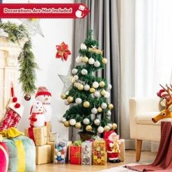 Costway 4FT Pre-lit Spiral Artificial Christmas Entrance Tree w/ Lights & Retro Urn Base -Northlight Christmas Store GUEST 87643072 7599 4997 876c 6c89a80ba299