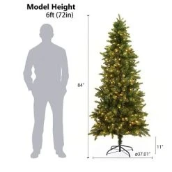 LuxenHome 7Ft Pre-Lit LED Artificial Slim Pine Christmas Tree -Northlight Christmas Store GUEST 87ba188f 56be 48b7 b538 7c67c437efe7