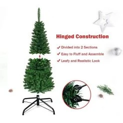 Tangkula 4.5ft Pencil Christmas Tree Pre-Lit Hinged Artificial Decoration w/ 150 Colorful Lights -Northlight Christmas Store GUEST 87ca5694 ec40 4b2a ac1a 2c65b4f2deb4