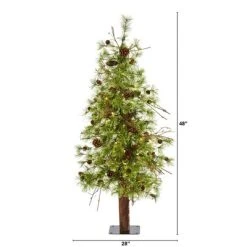 4ft Nearly Natural Pre-Lit LED Wyoming Alpine with Pinecones Artificial Christmas Tree Clear Lights